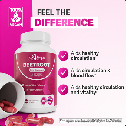 Solène Flow: Organic Beetroot Capsules (1300mg)