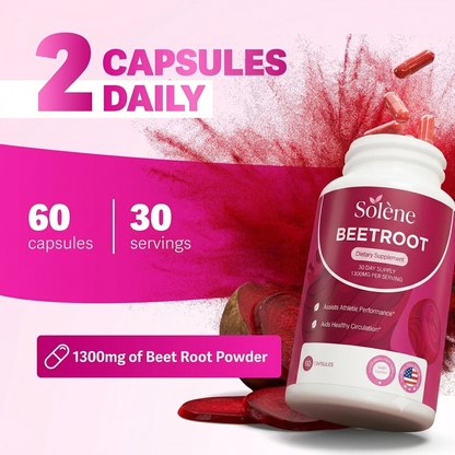 Solène Flow: Organic Beetroot Capsules (1300mg)